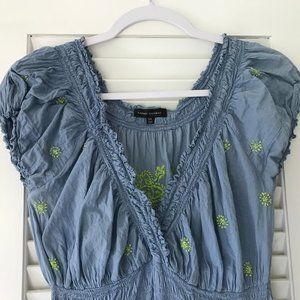 Boho embroidered cotton empire waist sundress